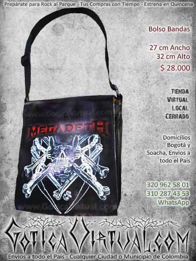 bolso megadeth bogota envios medellin cali barranquilla pereira manizales colombia